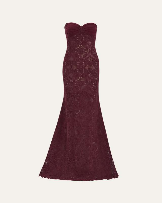 Strapless Lace A-Line Gown
